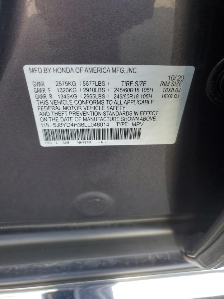 2020 Acura Mdx VIN: 5J8YD4H36LL046014 Lot: 91717585
