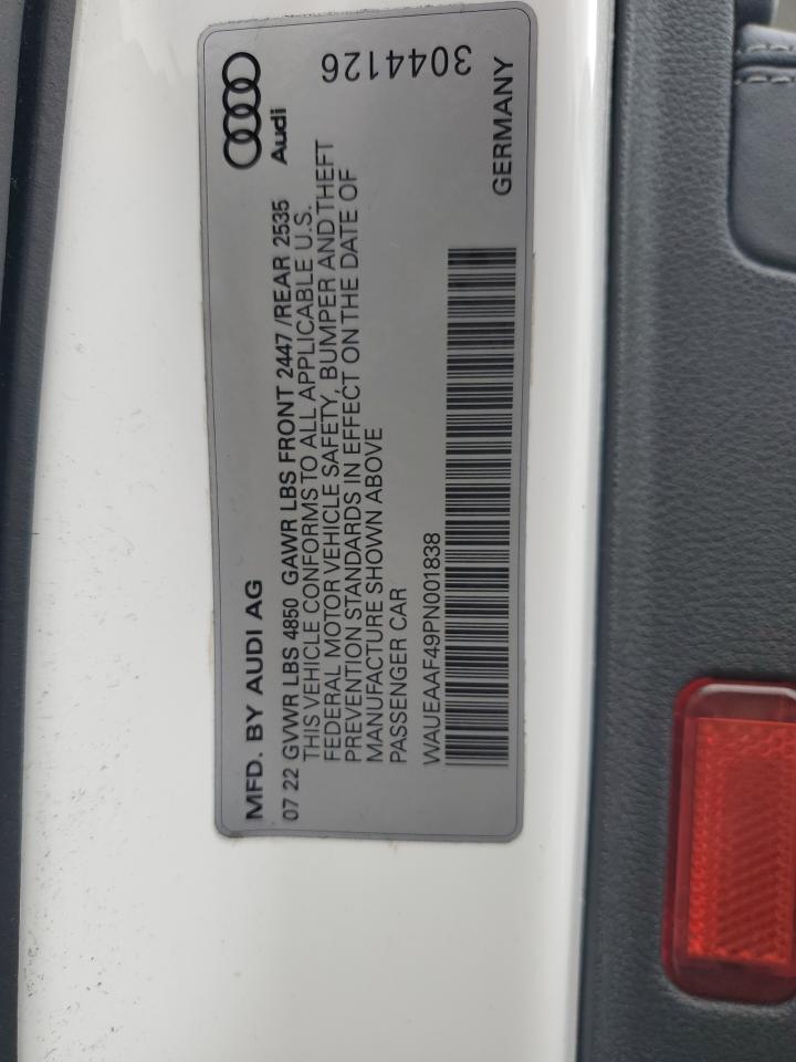 2023 Audi A4 Premium Plus 45 VIN: WAUEAAF49PN001838 Lot: 91811165