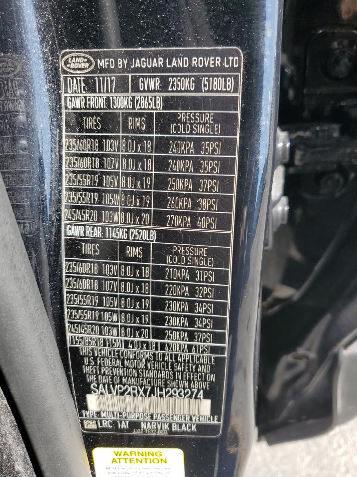 2018 Land Rover Range Rover Evoque Se VIN: SALVP2RX7JH293274 Lot: 92581985