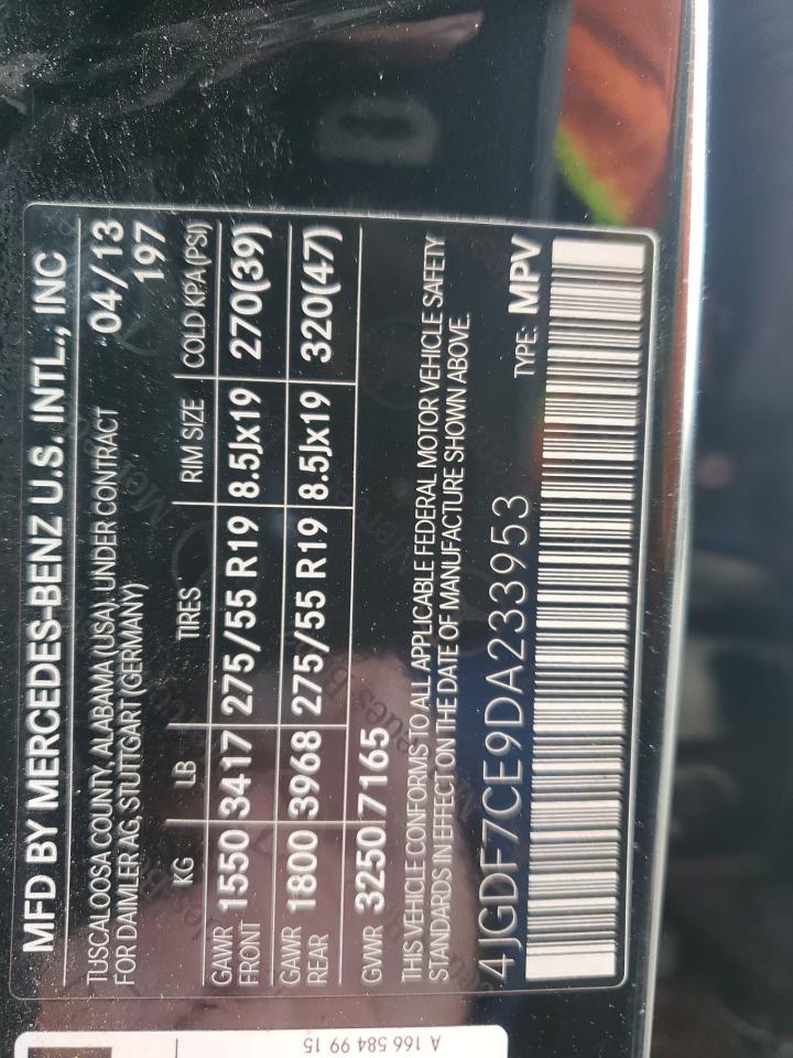 2013 Mercedes-Benz Gl 450 4Matic VIN: 4JGDF7CE9DA233953 Lot: 91622615