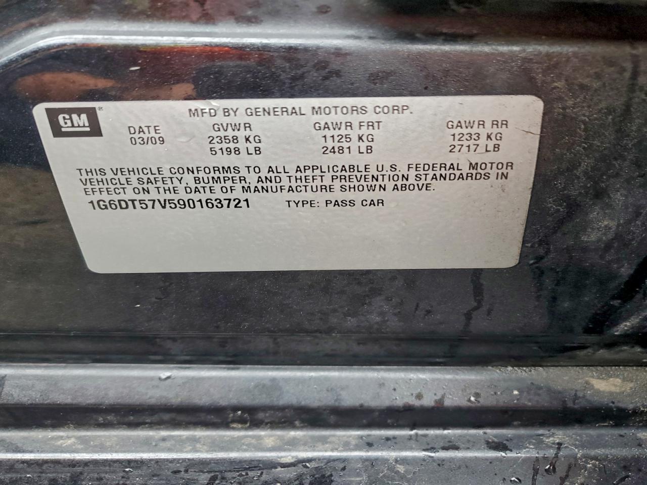 2009 Cadillac Cts Hi Feature V6 VIN: 1G6DT57V590163721 Lot: 94104775