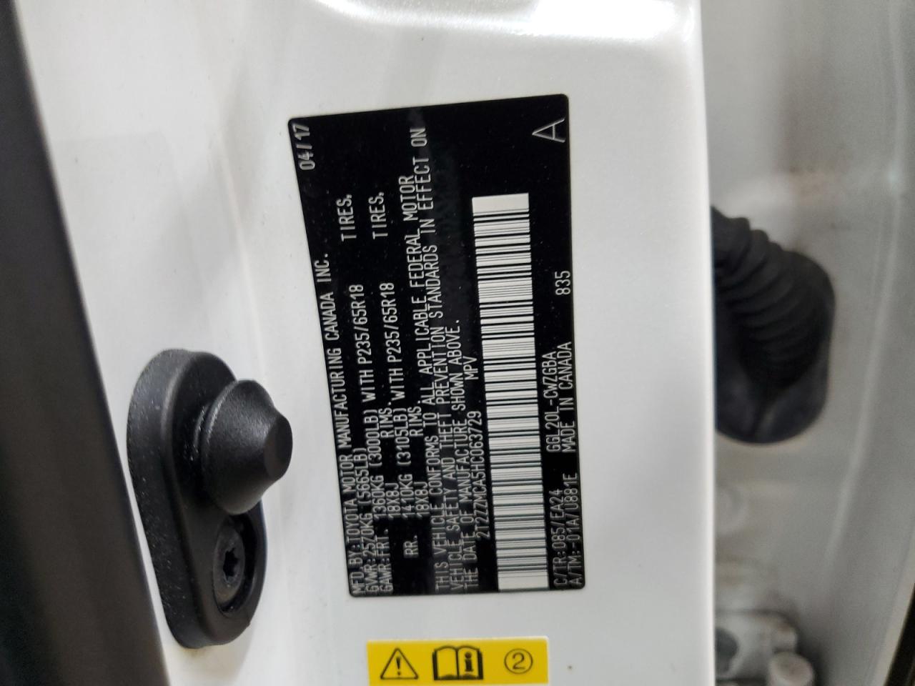 2017 Lexus Rx 350 Base VIN: 2T2ZZMCA5HC063729 Lot: 92385005