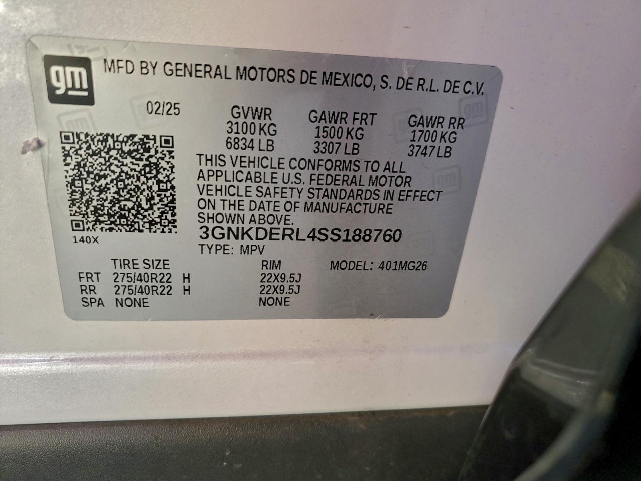 2025 Chevrolet Blazer Ss VIN: 3GNKDERL4SS188760 Lot: 94165185