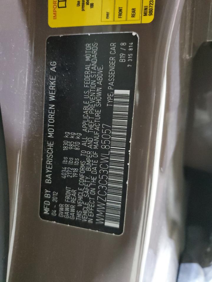 2012 Mini Cooper S Countryman VIN: WMWZC3C53CWL85057 Lot: 92894815