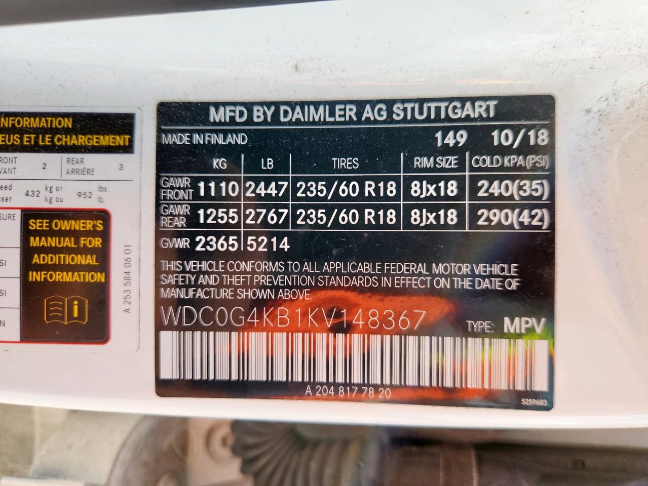 2019 Mercedes-Benz Glc 300 4Matic VIN: WDC0G4KB1KV148367 Lot: 92721945