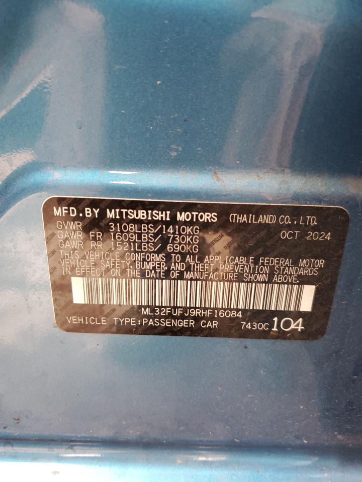 2024 Mitsubishi Mirage G4 Es VIN: ML32FUFJ9RHF16084 Lot: 93072405