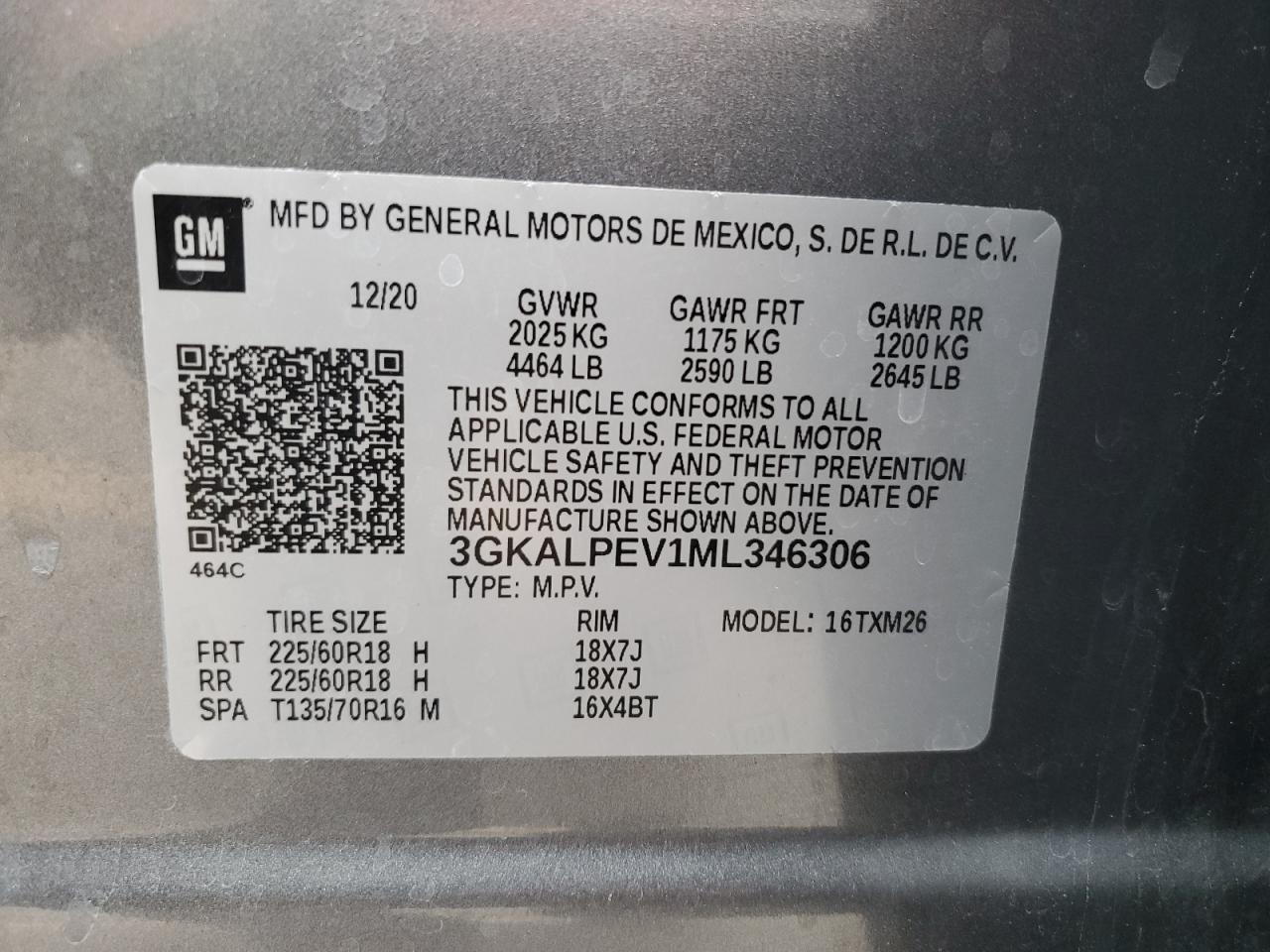 2021 GMC Terrain Slt VIN: 3GKALPEV1ML346306 Lot: 92707485