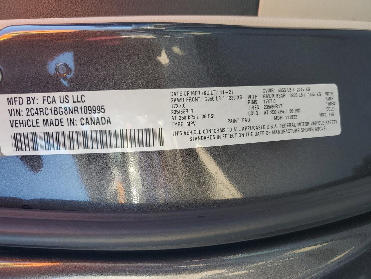 2022 Chrysler Pacifica Touring L VIN: 2C4RC1BG8NR109995 Lot: 90084525