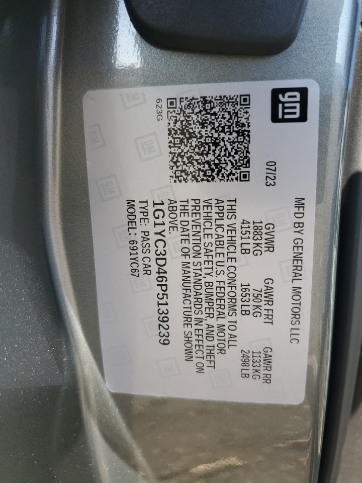 2023 Chevrolet Corvette Stingray 3Lt VIN: 1G1YC3D46P5139239 Lot: 92908635