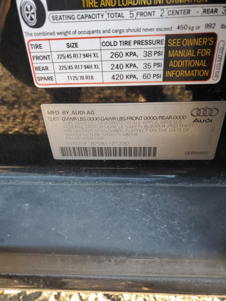 2008 Audi A3 2.0 Premium VIN: WAUNF78P68A121200 Lot: 90974915