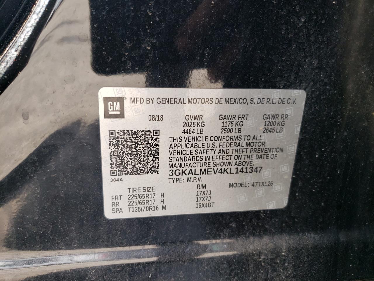 2019 GMC Terrain Sle VIN: 3GKALMEV4KL141347 Lot: 90791775