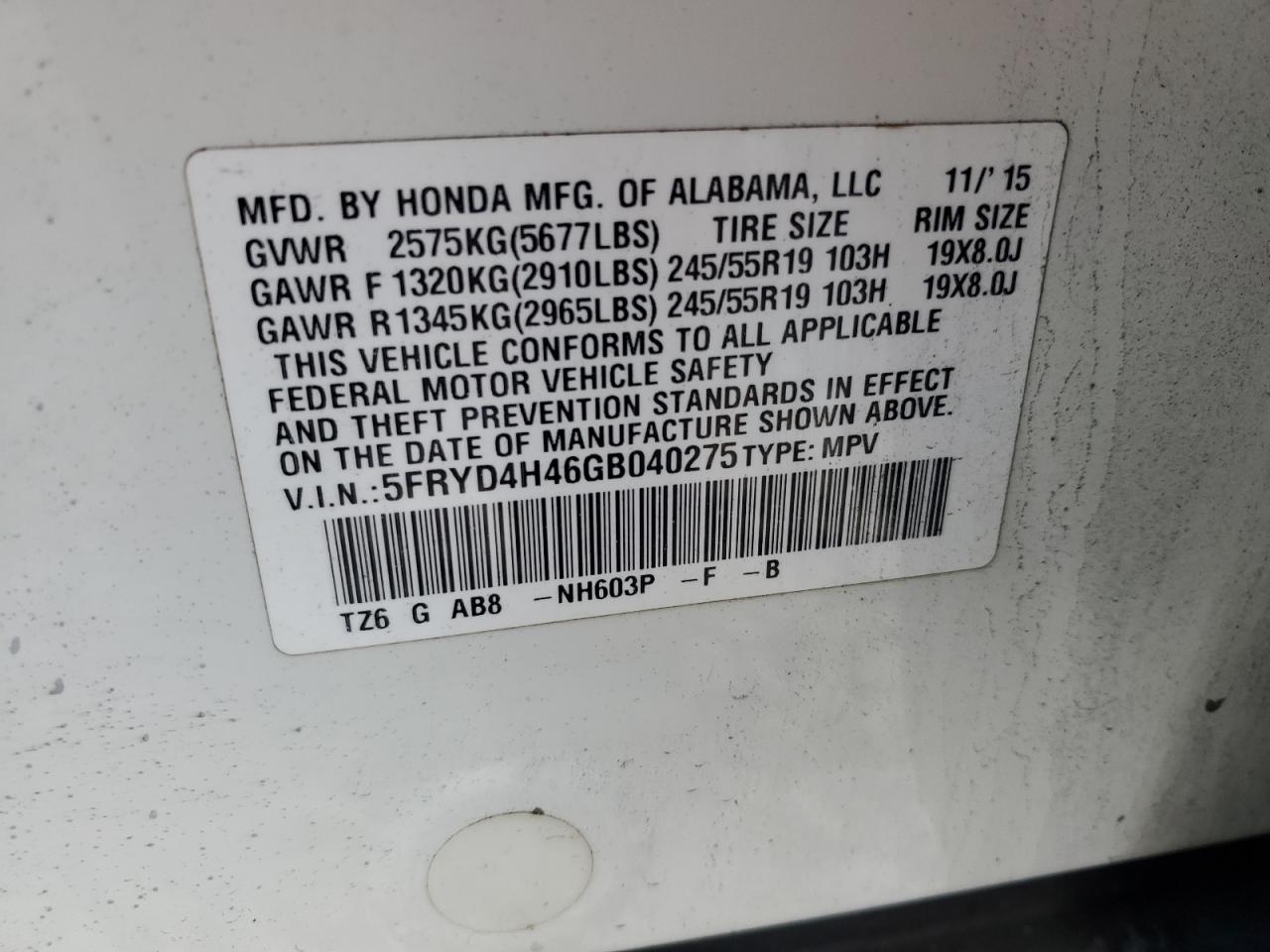 2016 Acura Mdx Technology VIN: 5FRYD4H46GB040275 Lot: 92241195