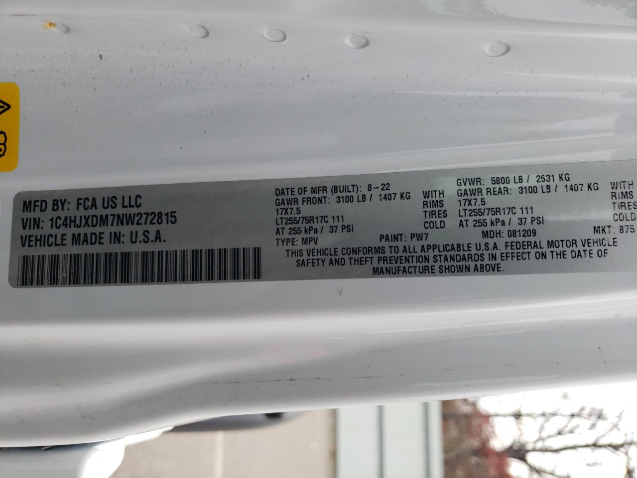 2022 Jeep Wrangler Unlimited Sport VIN: 1C4HJXDM7NW272815 Lot: 91435065