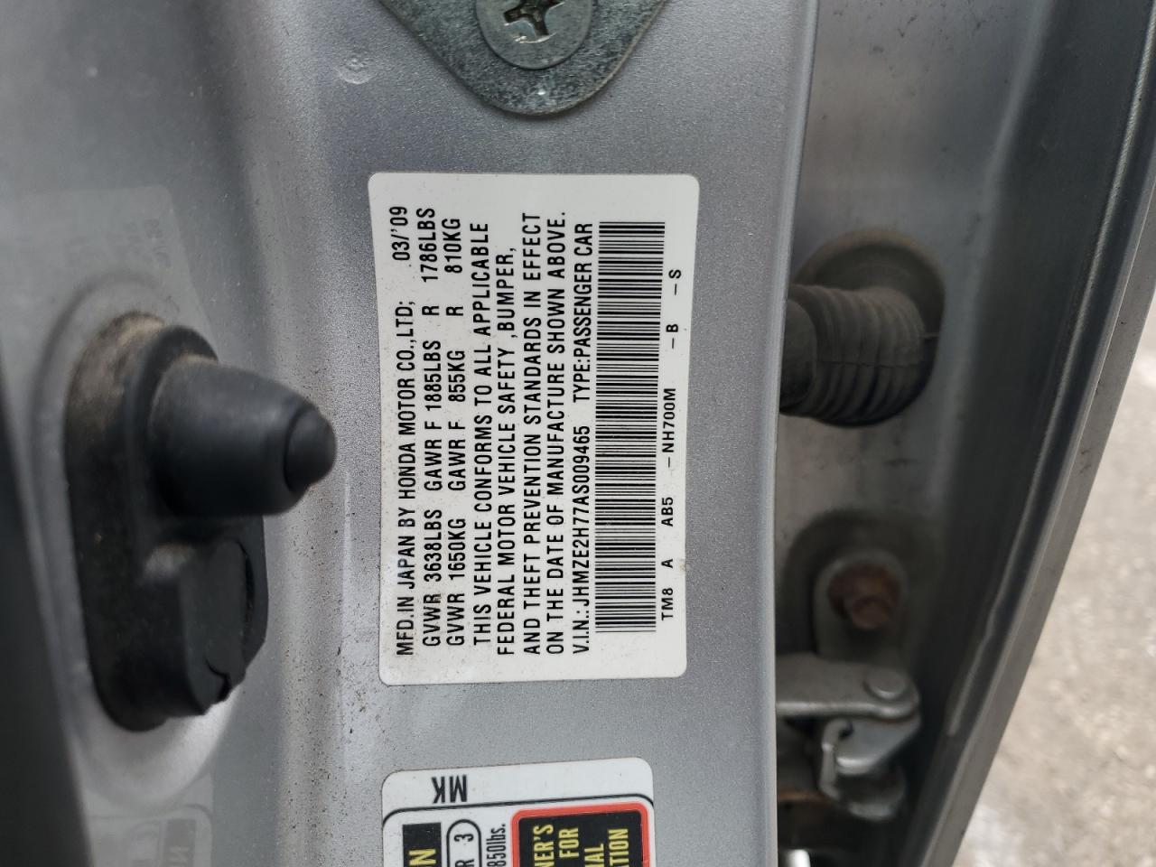 2010 Honda Insight Ex VIN: JHMZE2H77AS009465 Lot: 92197905