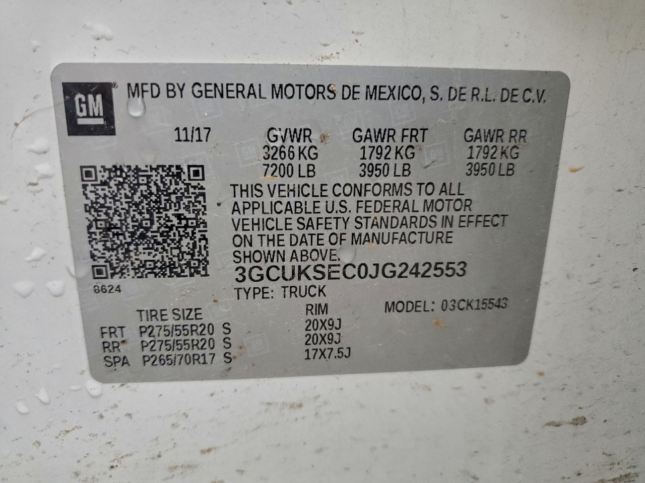 2018 Chevrolet Silverado K1500 Ltz VIN: 3GCUKSEC0JG242553 Lot: 94094865