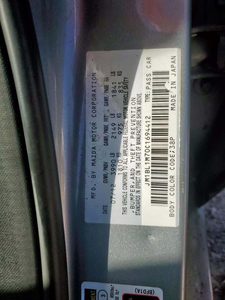 2012 Mazda 3 I VIN: JM1BL1M70C1694412 Lot: 95245125