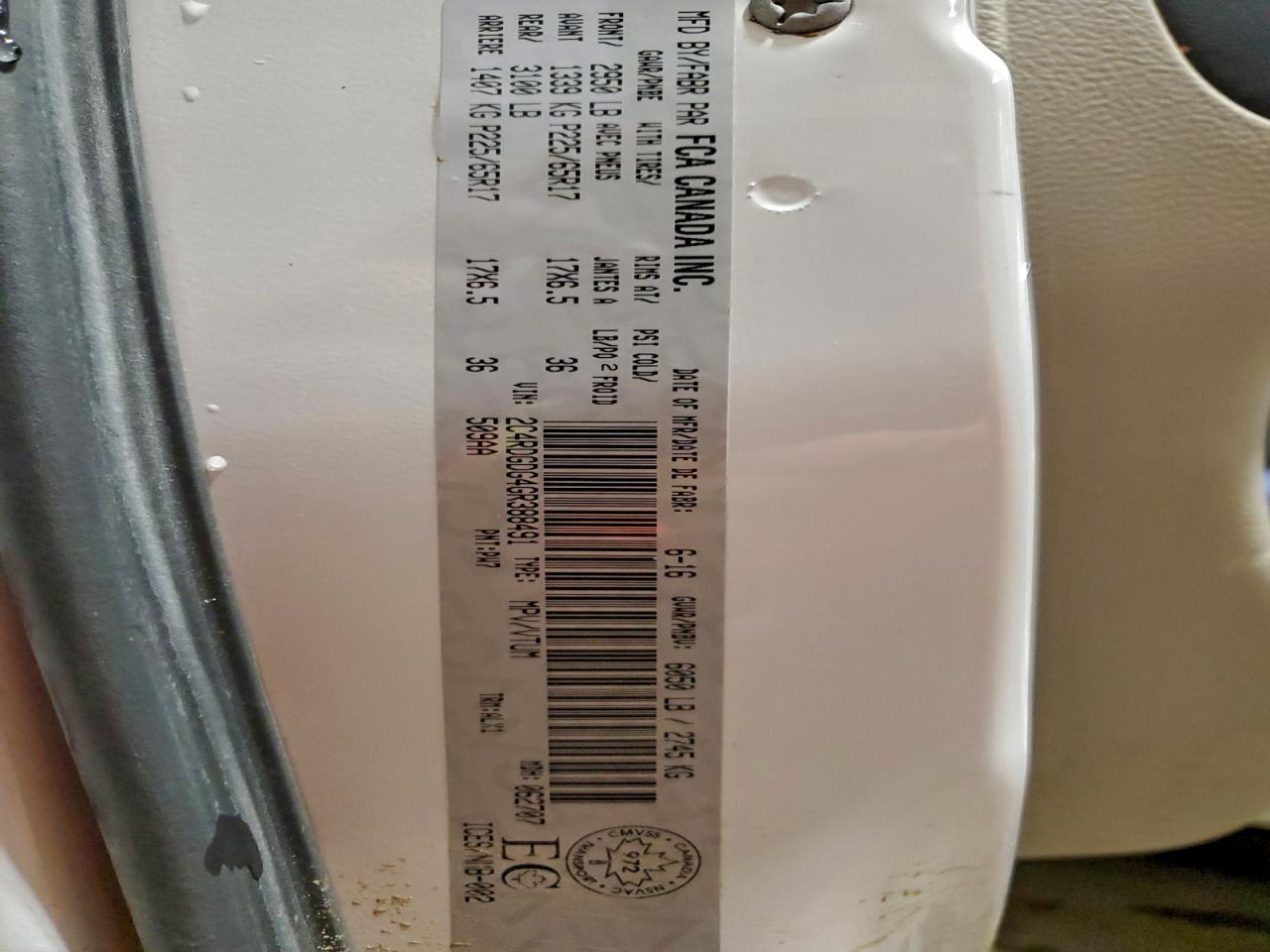 2016 Dodge Grand Caravan Crew VIN: 2C4RDGDG4GR388491 Lot: 94429615