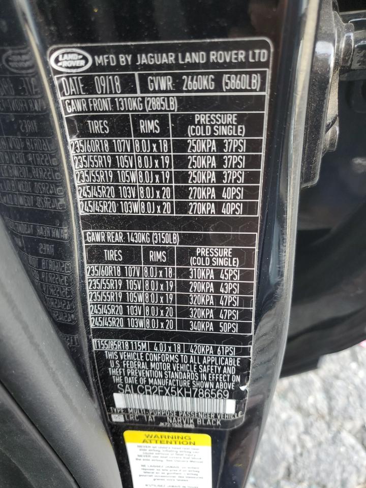 2019 Land Rover Discovery Sport Hse VIN: SALCR2FX5KH786569 Lot: 92242605