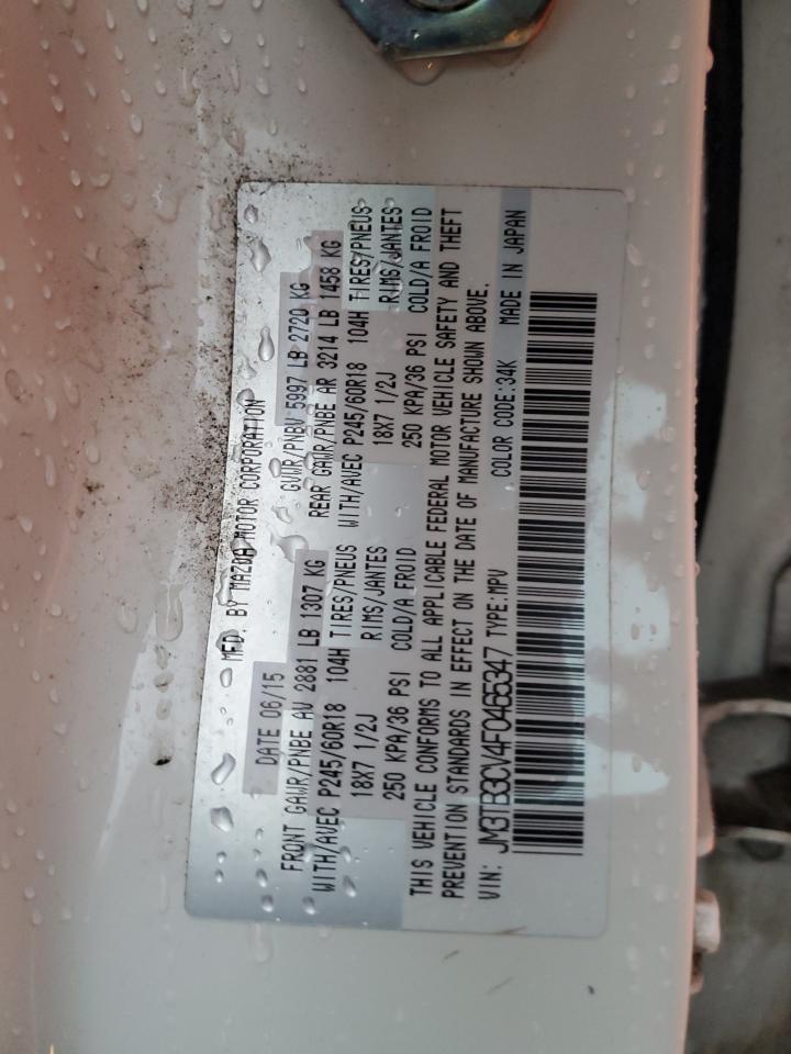 2015 Mazda Cx-9 Touring VIN: JM3TB3CV4F0465347 Lot: 92690065