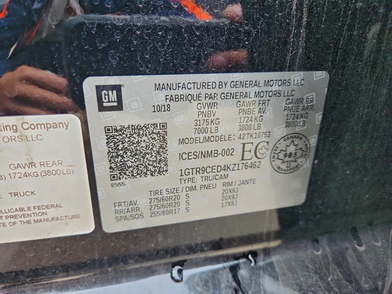 2019 GMC Sierra K1500 Elevation VIN: 1GTR9CED4KZ176462 Lot: 93869145