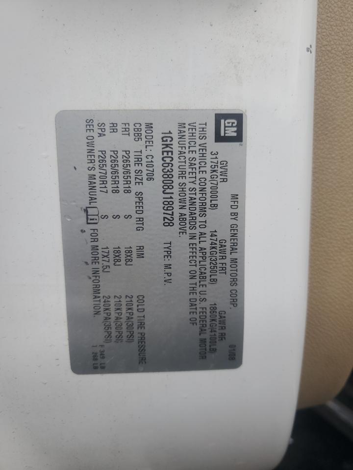 2008 GMC Yukon Denali VIN: 1GKEC63808J189728 Lot: 93035385