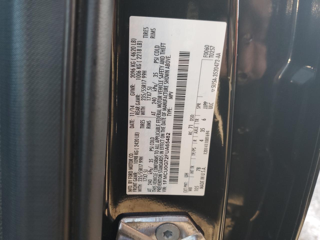 2015 Ford Escape Se VIN: 1FMCU0G72FUA65482 Lot: 91170865