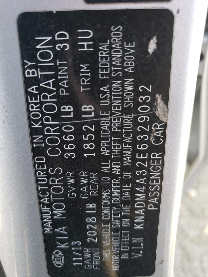 2014 Kia Rio Lx VIN: KNADM4A32E6329032 Lot: 85436375