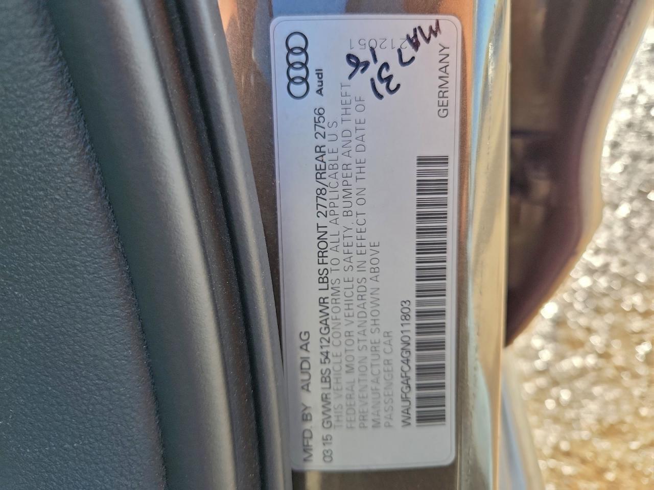 2016 Audi A6 Premium Plus VIN: WAUFGAFC4GN011803 Lot: 93964165