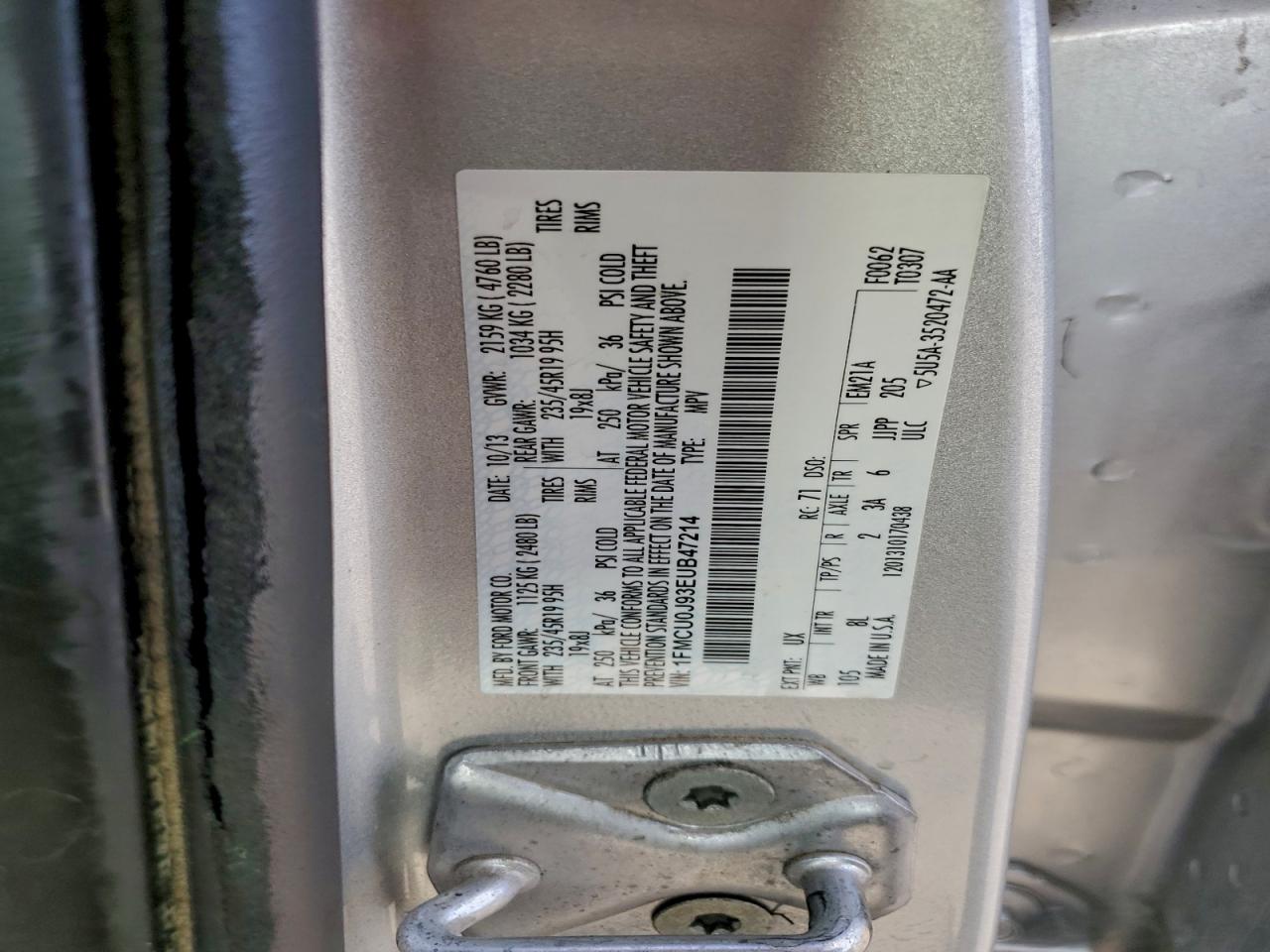 2014 Ford Escape Titanium VIN: 1FMCU0J93EUB47214 Lot: 94336705