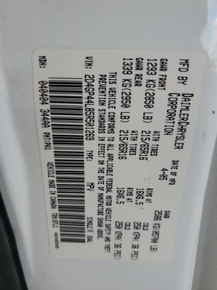 2005 Dodge Grand Caravan Sxt VIN: 2D4GP44L85R501269 Lot: 91369265