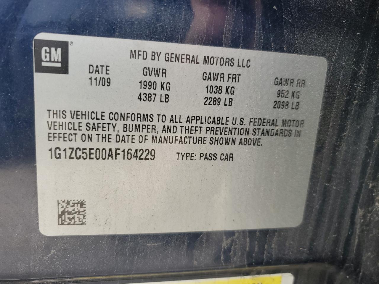 2010 Chevrolet Malibu 1Lt VIN: 1G1ZC5E00AF164229 Lot: 92742195