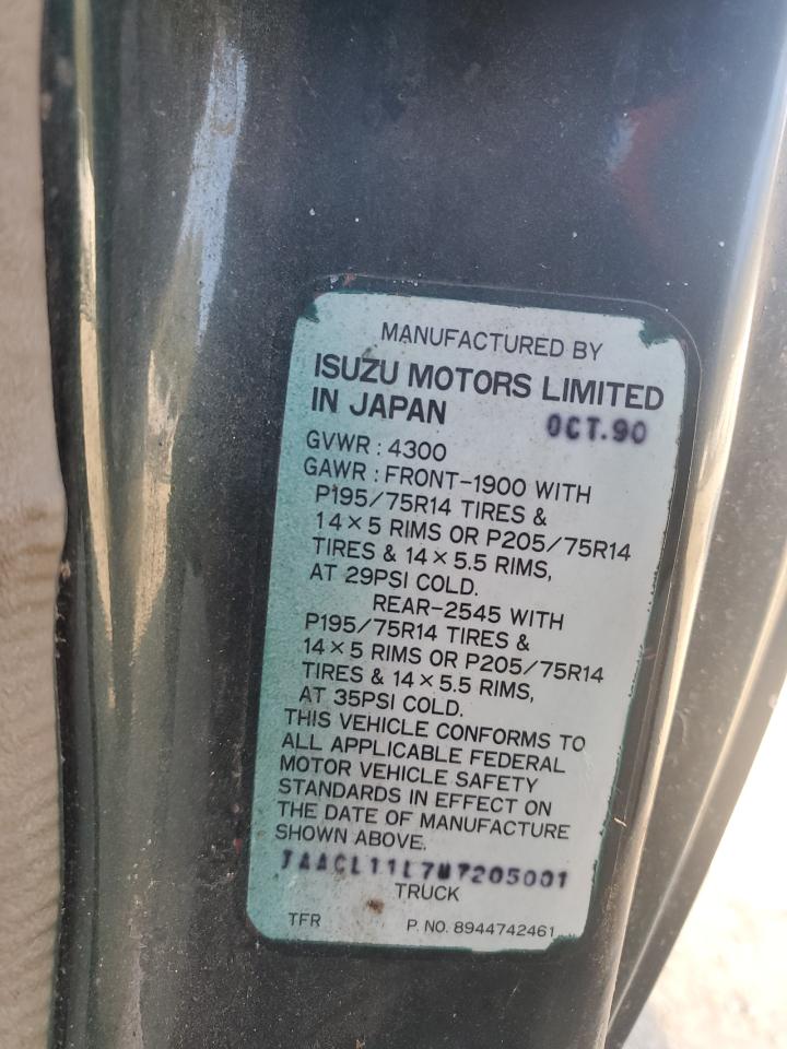 1991 Isuzu Conventional Short Bed VIN: JAACL11L7M7205001 Lot: 92355185