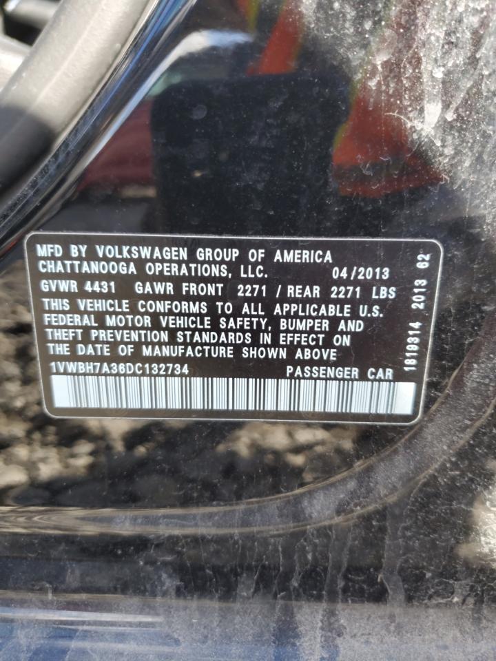 2013 Volkswagen Passat Se VIN: 1VWBH7A36DC132734 Lot: 90987005