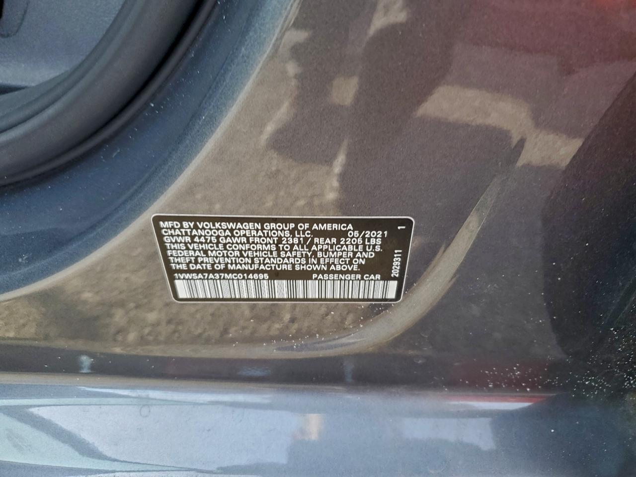 2021 Volkswagen Passat Se VIN: 1VWSA7A37MC014695 Lot: 94166405