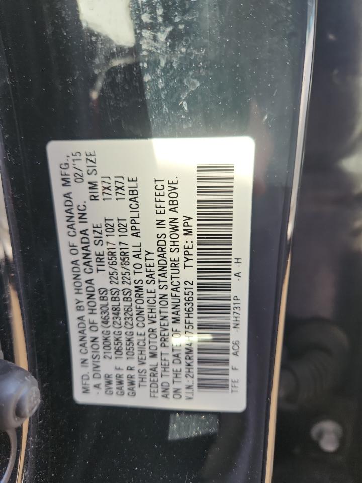 2015 Honda Cr-V Exl VIN: 2HKRM4H75FH636512 Lot: 91655795