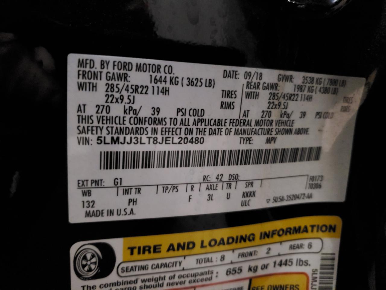 2018 Lincoln Navigator L Reserve VIN: 5LMJJ3LT8JEL20480 Lot: 91895535