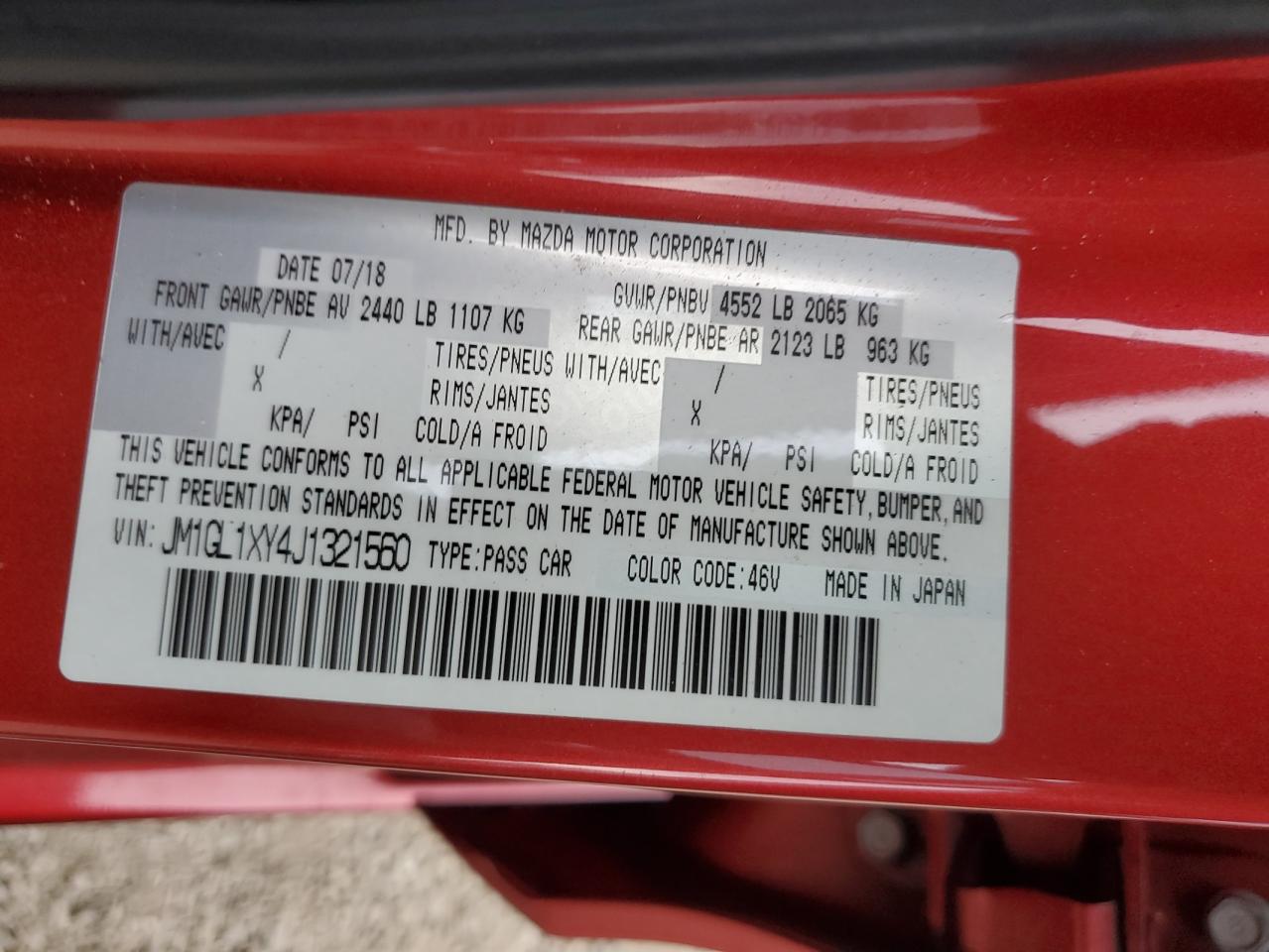 2018 Mazda 6 Signature VIN: JM1GL1XY4J1321560 Lot: 92721895