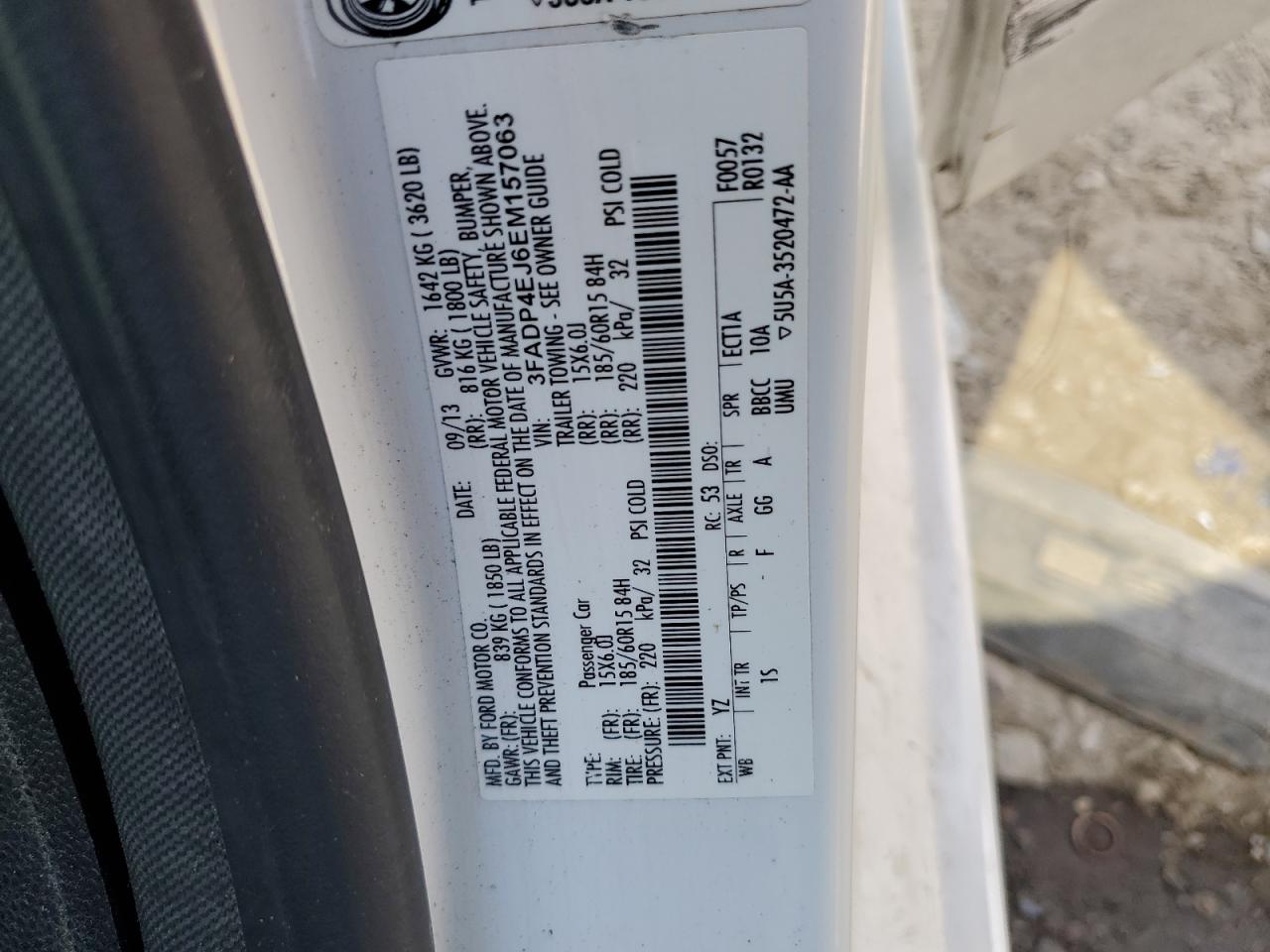 2014 Ford Fiesta Se VIN: 3FADP4EJ6EM157063 Lot: 93109485