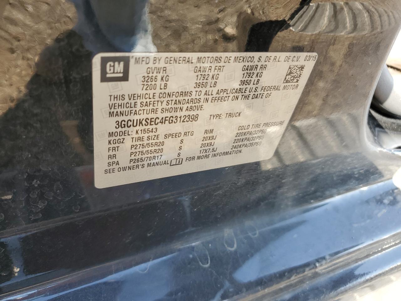 2015 Chevrolet Silverado K1500 Ltz VIN: 3GCUKSEC4FG312398 Lot: 91546185