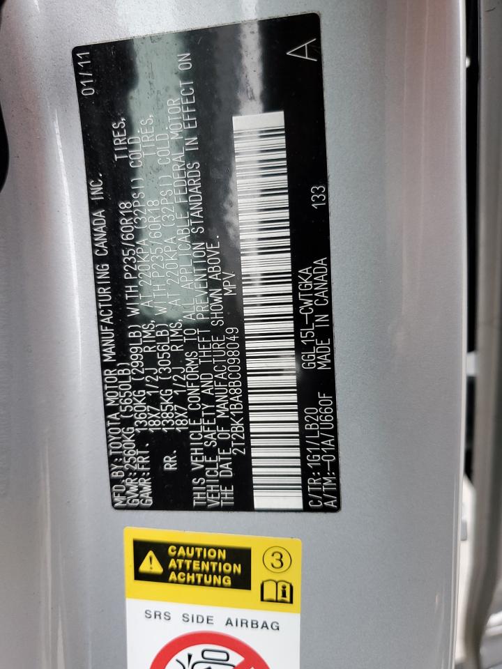 2011 Lexus Rx 350 VIN: 2T2BK1BA8BC098049 Lot: 93298395