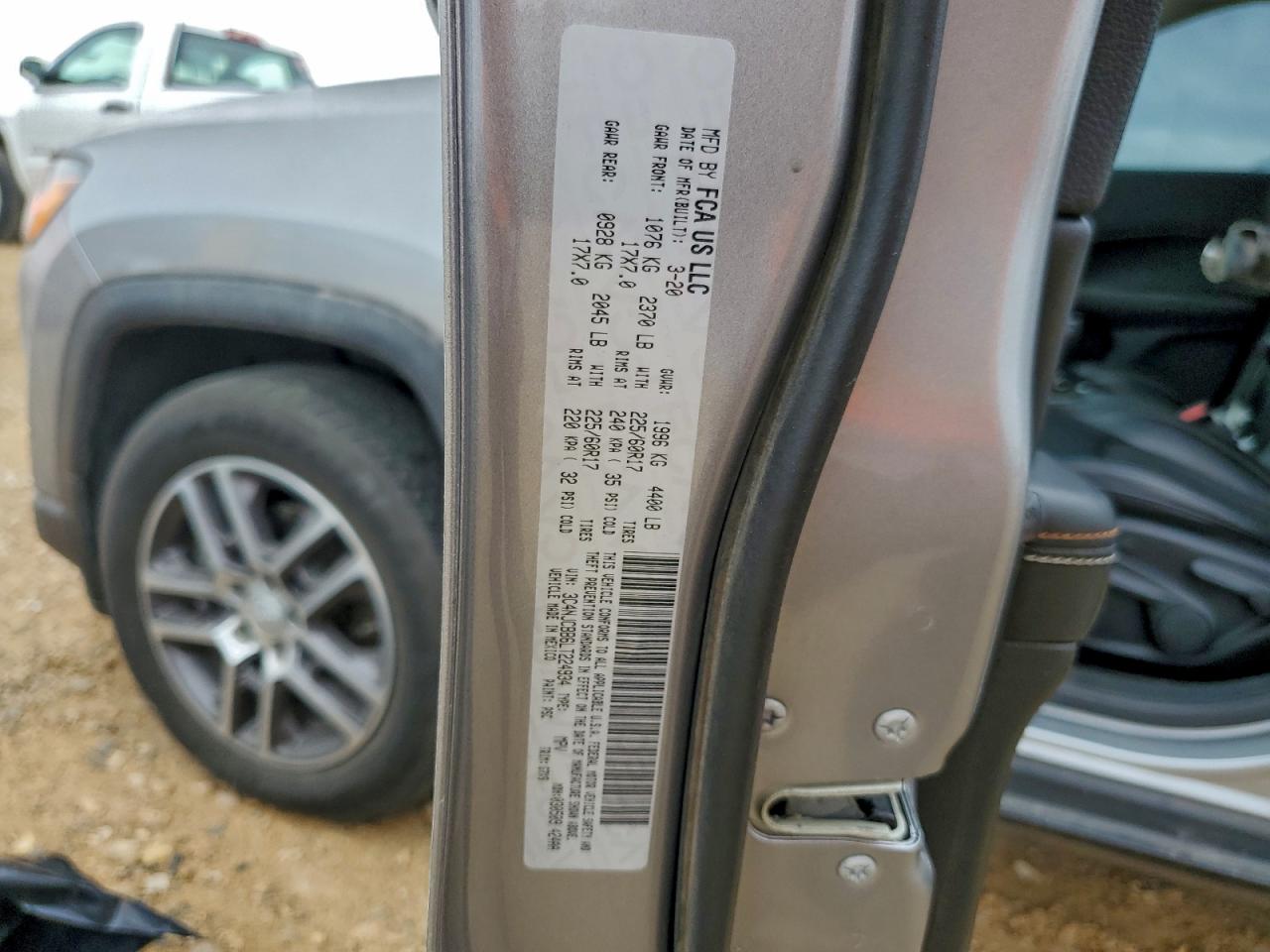 2020 Jeep Compass Latitude VIN: 3C4NJCBB6LT224934 Lot: 94192735