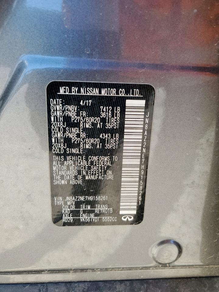 2017 Infiniti Qx80 Base VIN: JN8AZ2NE7H9158261 Lot: 91399235