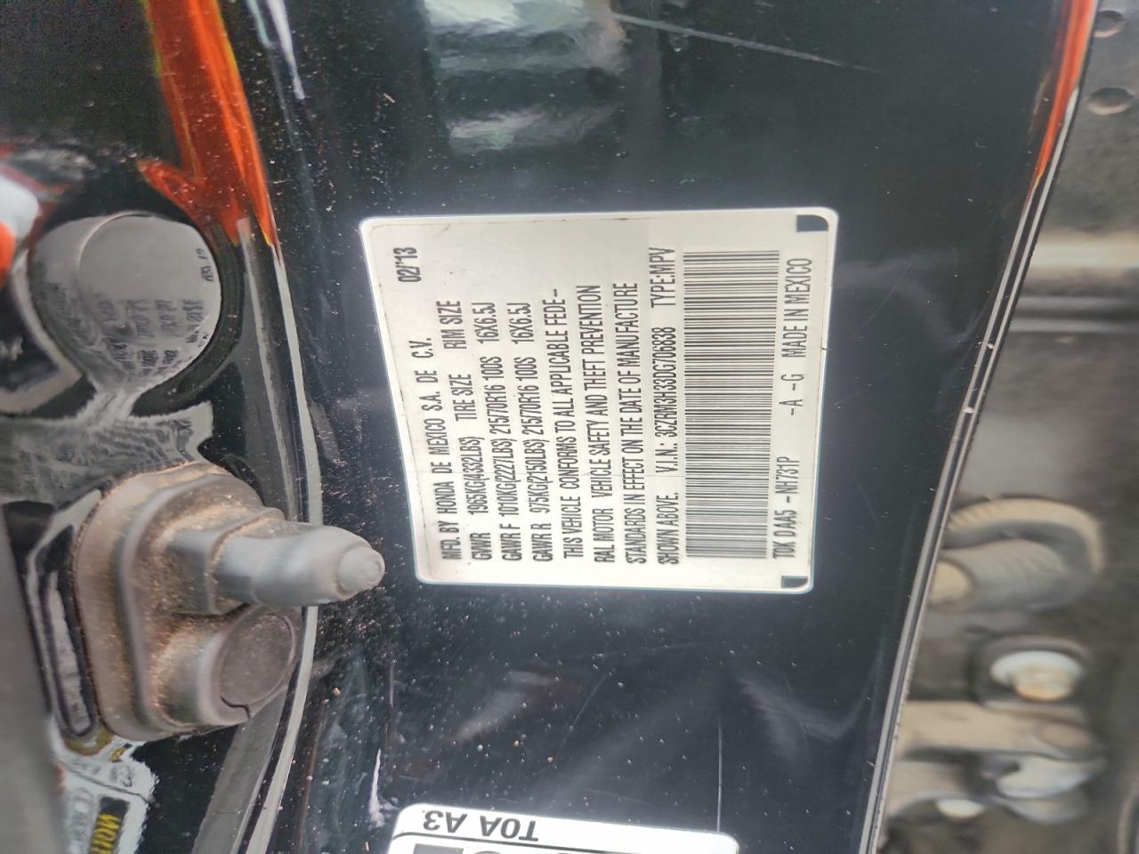 2013 Honda Cr-V Lx VIN: 3CZRM3H33DG706838 Lot: 94314895