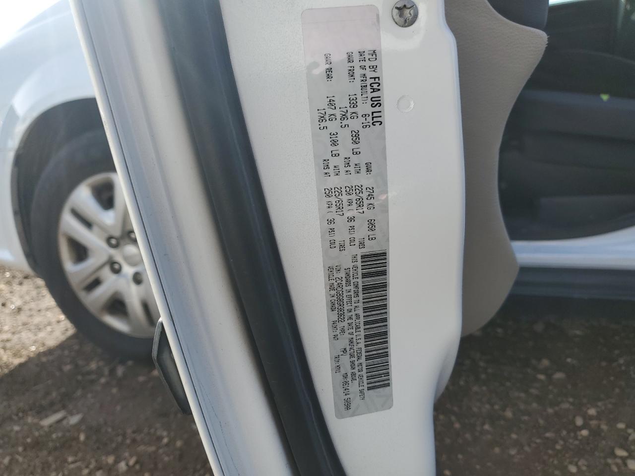 2016 Dodge Grand Caravan Se VIN: 2C4RDGBG8GR383622 Lot: 92091275