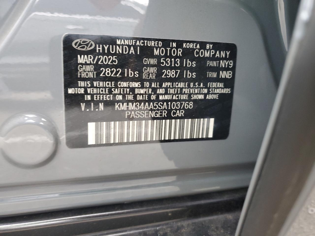 2025 Hyundai Ioniq 6 Sel VIN: KMHM34AA5SA103768 Lot: 93973275