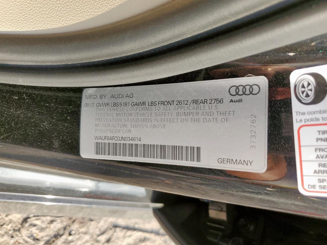 2018 Audi A6 Premium VIN: WAUF8AFC0JN034614 Lot: 93525855