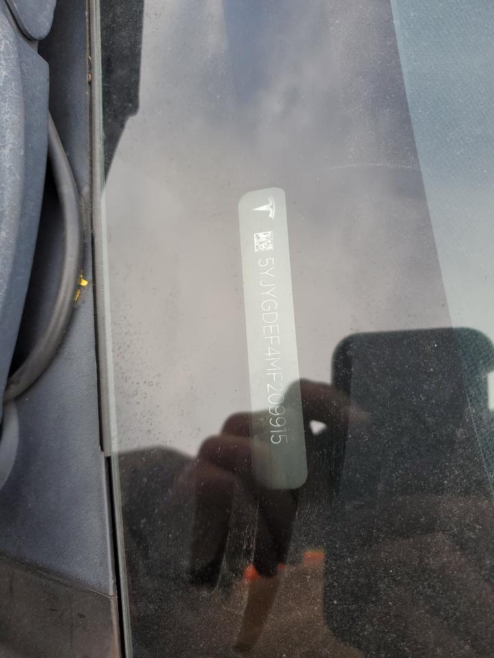 2021 Tesla Model Y VIN: 5YJYGDEF4MF209915 Lot: 91741565