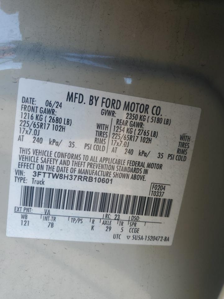 2024 Ford Maverick Xlt VIN: 3FTTW8H37RRB10601 Lot: 85395925