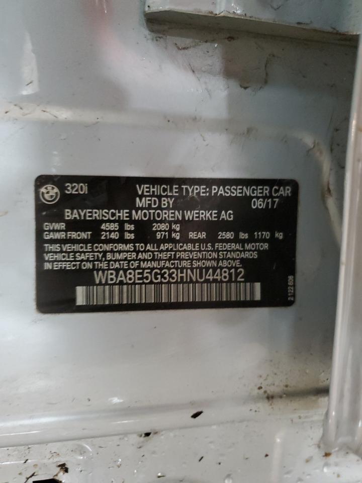 2017 BMW 320 Xi VIN: WBA8E5G33HNU44812 Lot: 91114565