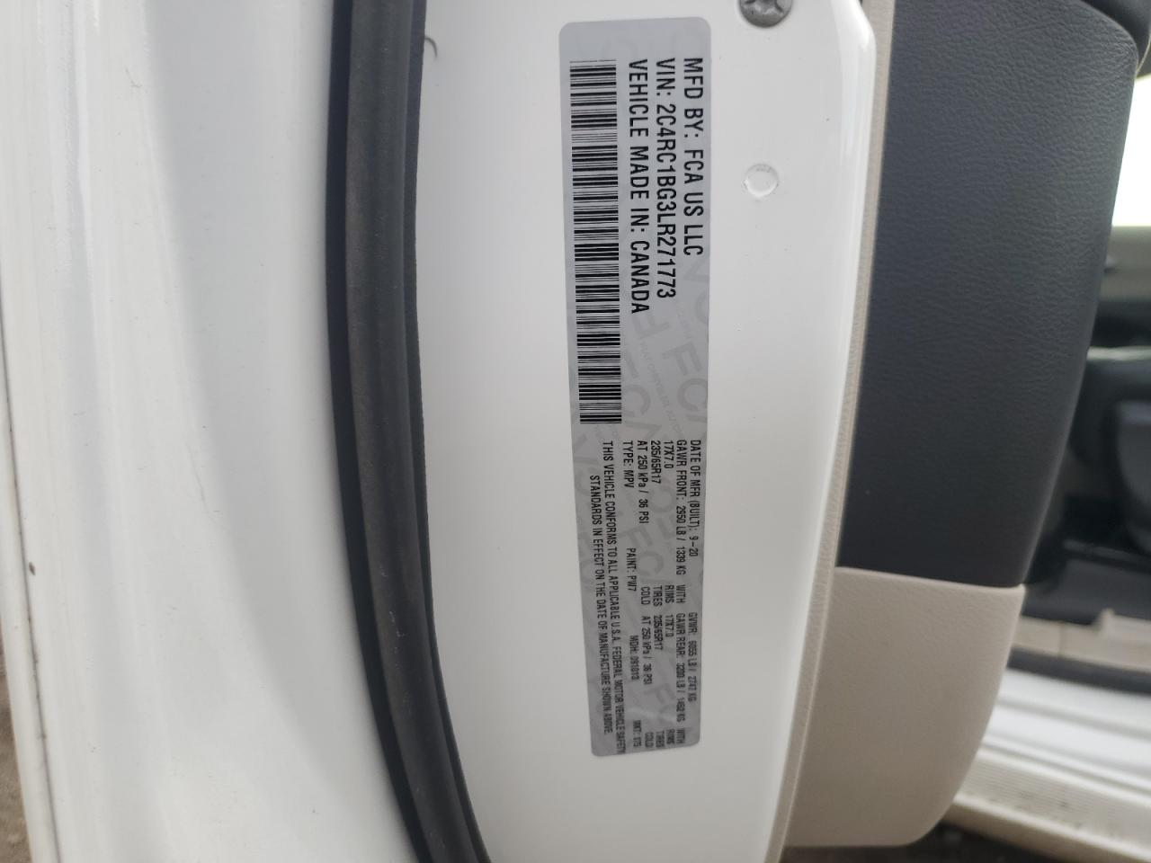 2020 Chrysler Pacifica Touring L VIN: 2C4RC1BG3LR271773 Lot: 92952375